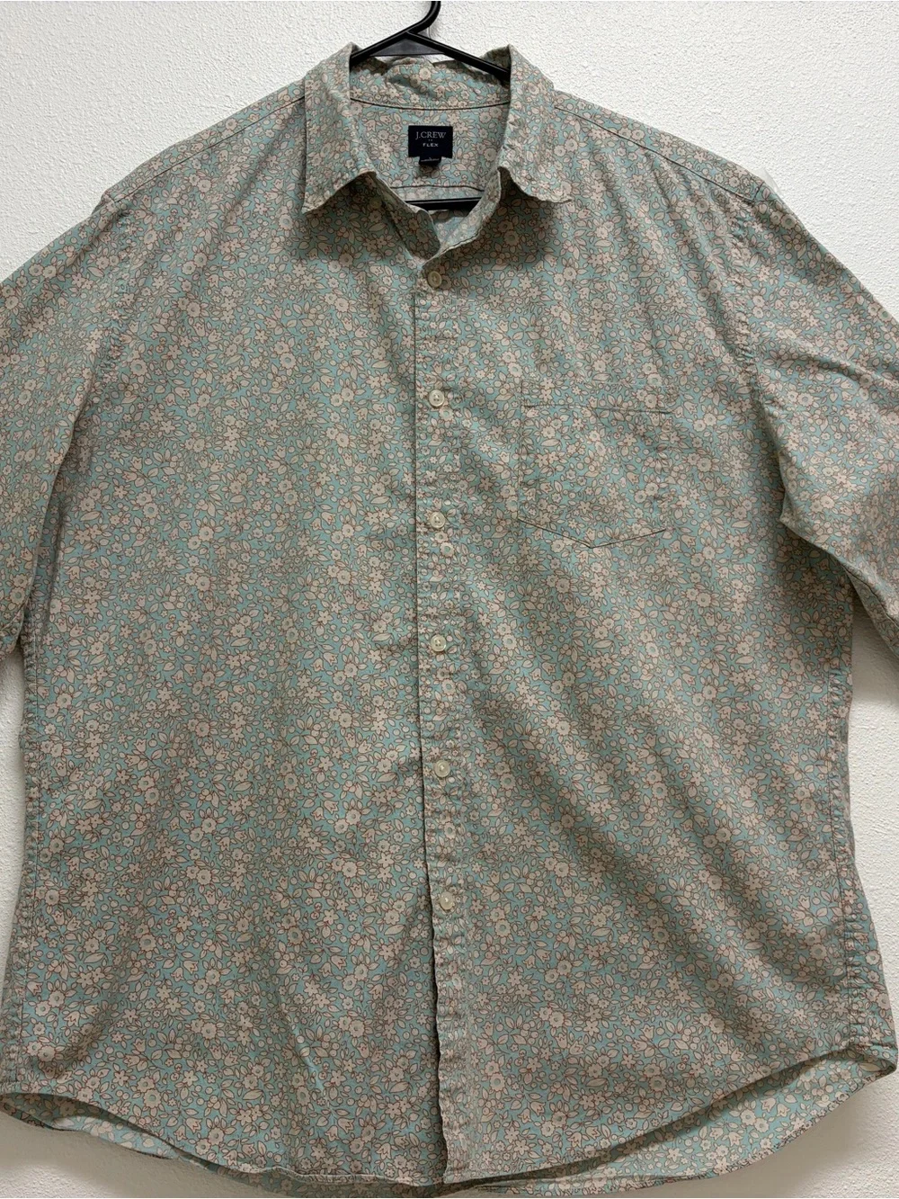 J. Crew Flex Men’s Light Mint Floral Button-Down Shirt Large